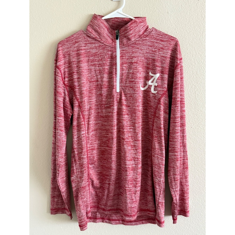 Russell Athletic Alabama Crimson Tide Mens Med Quarter Zip Pullover Red Heather